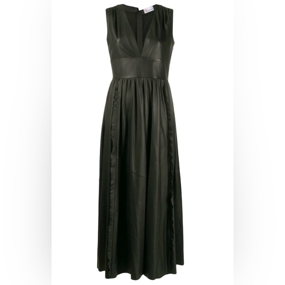knee length dresses for ladies Valentino Leather Mini Dress with Tulle Hem — Black main image 0